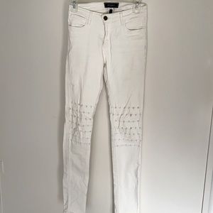 Brockenbow Emma medium waist distressed white handmade unique dyes jeans Sz 26